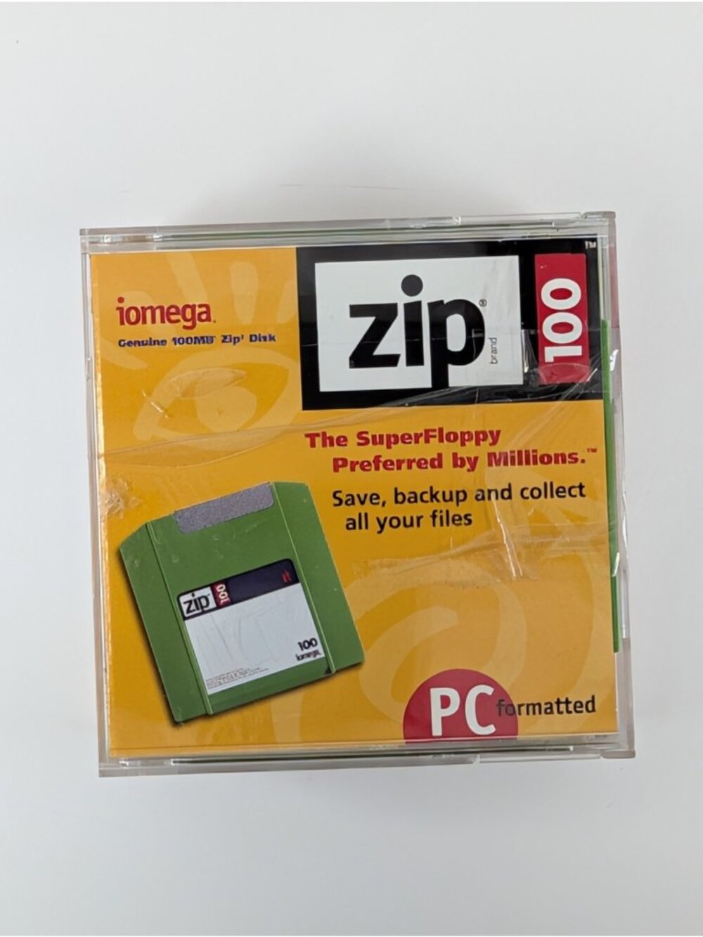 Vintage Iomega ZIP 100 Disk 100MB PC Formatted SuperFloppy Storage Disk w/ Case